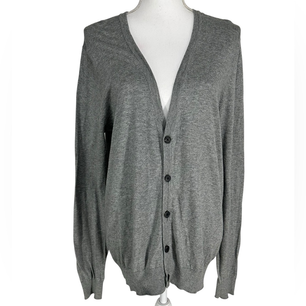 H&M / Gray Button Down Vneck Cardigan / Medium / Hipster Indie Emo Y2K Preppy